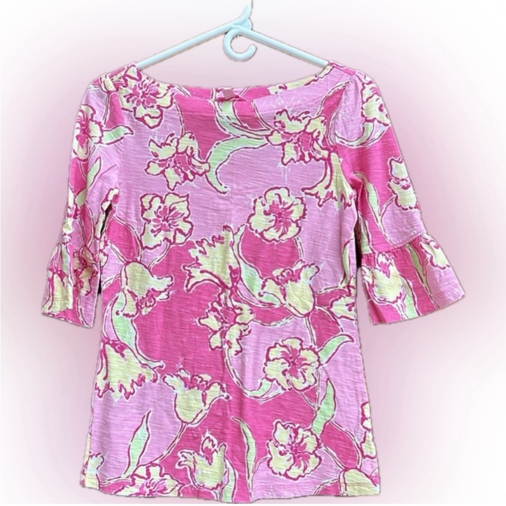 Lilly Pulitzer Hottie Pink Day Lilly Belle Cotton Top Size Small